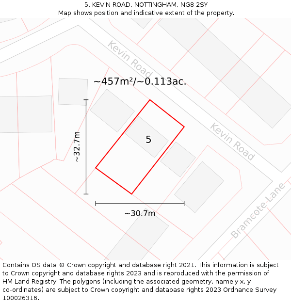 5, KEVIN ROAD, NOTTINGHAM, NG8 2SY: Plot and title map