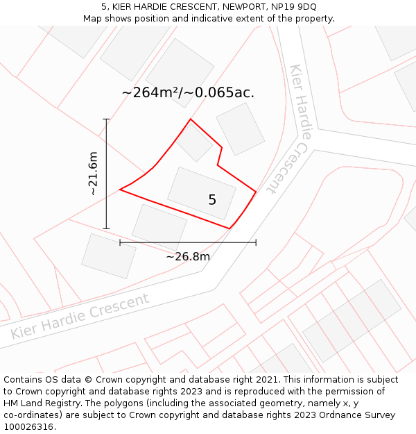 5, KIER HARDIE CRESCENT, NEWPORT, NP19 9DQ: Plot and title map