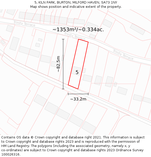 5, KILN PARK, BURTON, MILFORD HAVEN, SA73 1NY: Plot and title map