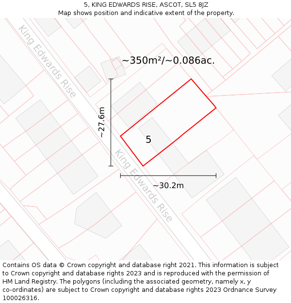 5, KING EDWARDS RISE, ASCOT, SL5 8JZ: Plot and title map