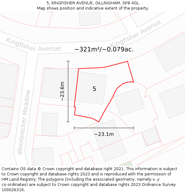 5, KINGFISHER AVENUE, GILLINGHAM, SP8 4GL: Plot and title map