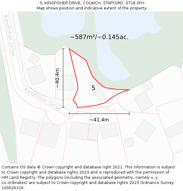 5, KINGFISHER DRIVE, COLWICH, STAFFORD, ST18 0FH: Plot and title map