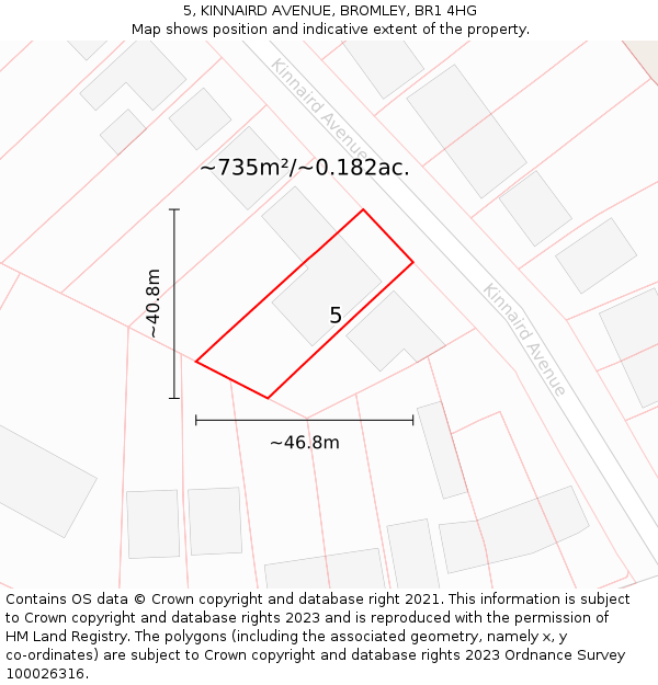 5, KINNAIRD AVENUE, BROMLEY, BR1 4HG: Plot and title map