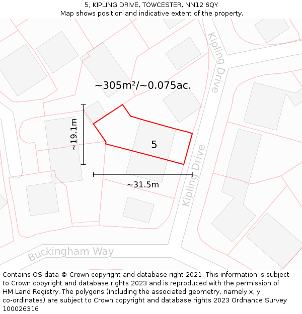 5, KIPLING DRIVE, TOWCESTER, NN12 6QY: Plot and title map