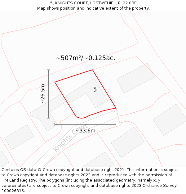 5, KNIGHTS COURT, LOSTWITHIEL, PL22 0BE: Plot and title map