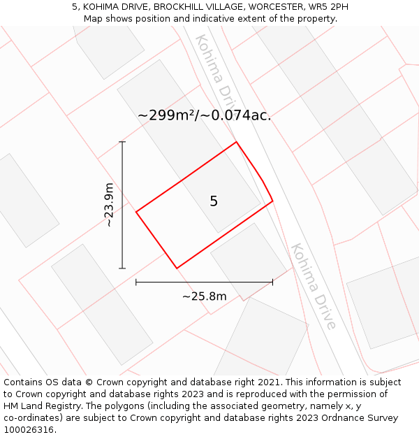5, KOHIMA DRIVE, BROCKHILL VILLAGE, WORCESTER, WR5 2PH: Plot and title map
