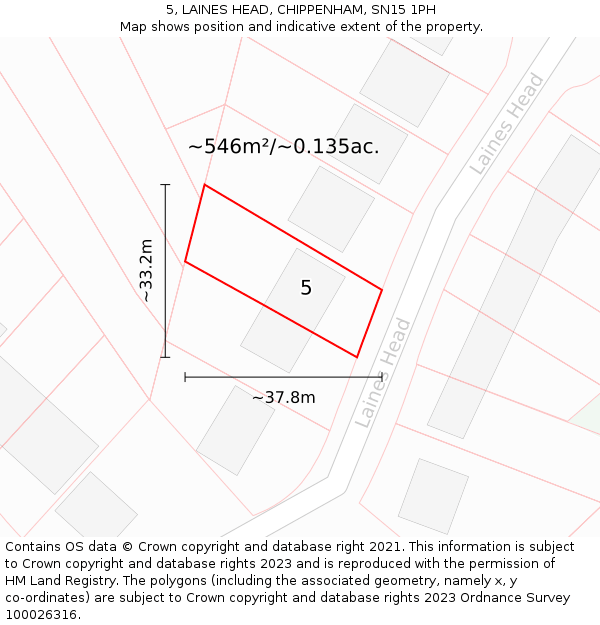 5, LAINES HEAD, CHIPPENHAM, SN15 1PH: Plot and title map