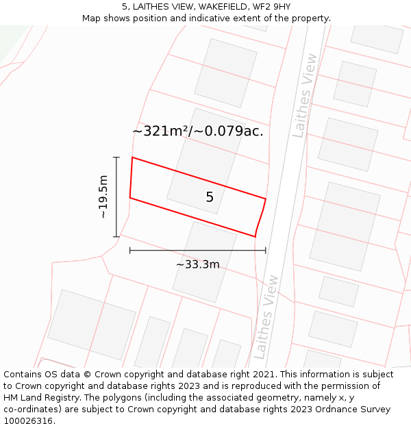 5, LAITHES VIEW, WAKEFIELD, WF2 9HY: Plot and title map