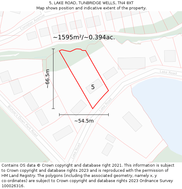 5, LAKE ROAD, TUNBRIDGE WELLS, TN4 8XT: Plot and title map