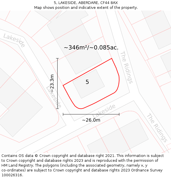 5, LAKESIDE, ABERDARE, CF44 8AX: Plot and title map