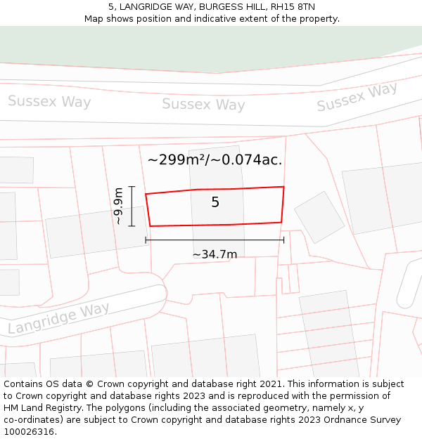 5, LANGRIDGE WAY, BURGESS HILL, RH15 8TN: Plot and title map