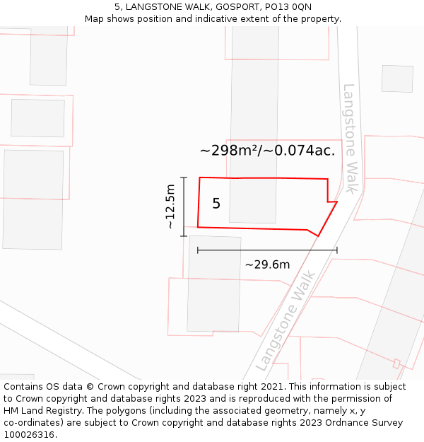 5, LANGSTONE WALK, GOSPORT, PO13 0QN: Plot and title map