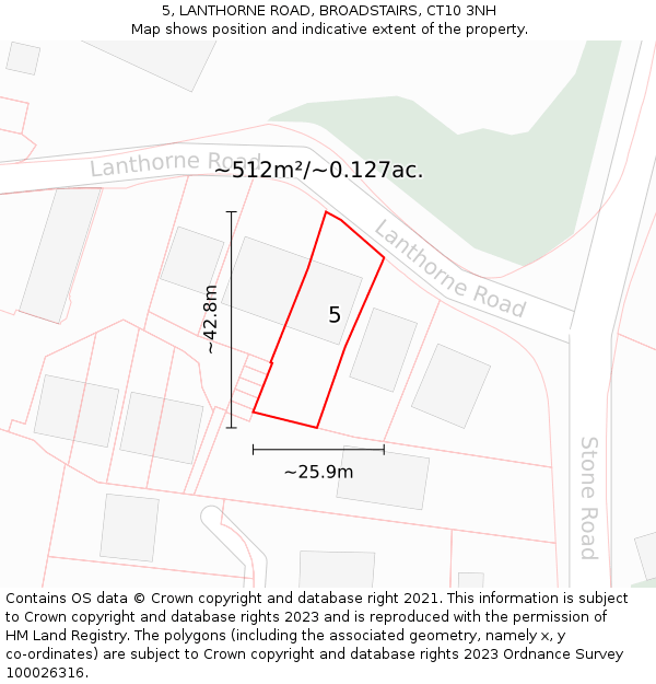 5, LANTHORNE ROAD, BROADSTAIRS, CT10 3NH: Plot and title map