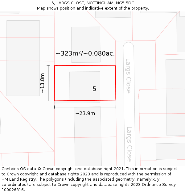 5, LARGS CLOSE, NOTTINGHAM, NG5 5DG: Plot and title map