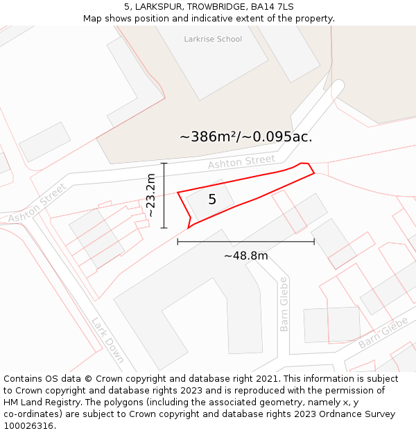 5, LARKSPUR, TROWBRIDGE, BA14 7LS: Plot and title map