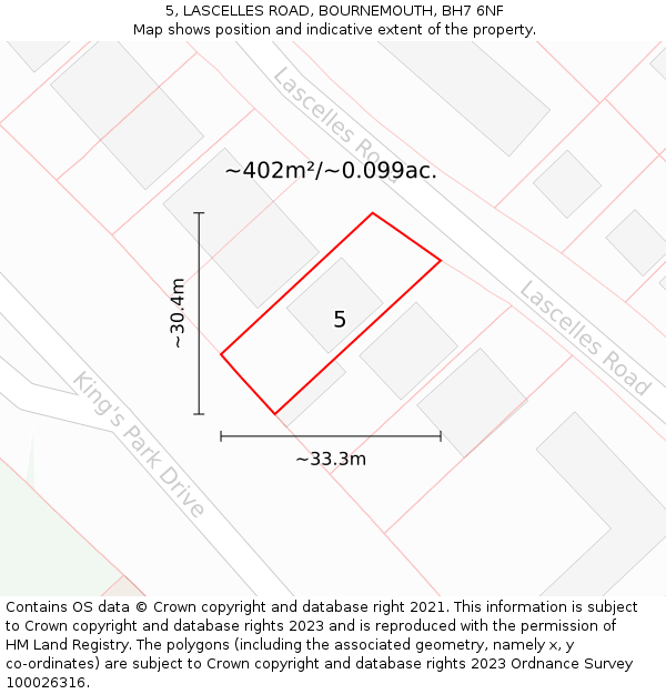 5, LASCELLES ROAD, BOURNEMOUTH, BH7 6NF: Plot and title map