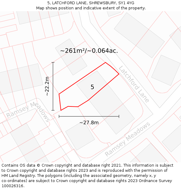 5, LATCHFORD LANE, SHREWSBURY, SY1 4YG: Plot and title map