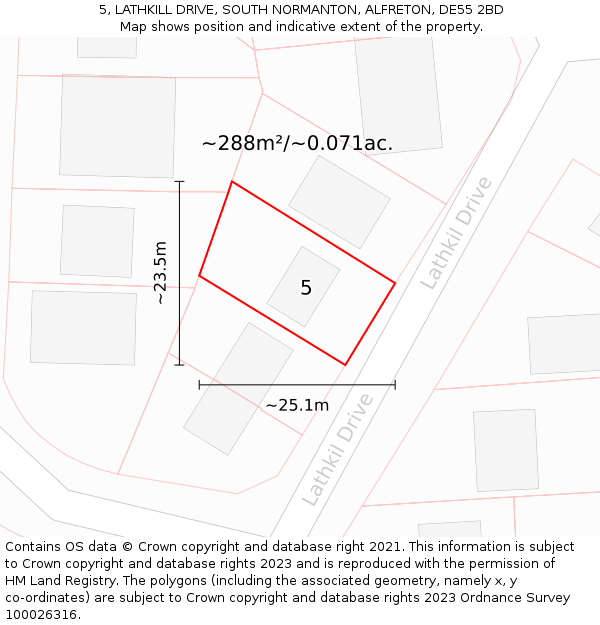 5, LATHKILL DRIVE, SOUTH NORMANTON, ALFRETON, DE55 2BD: Plot and title map