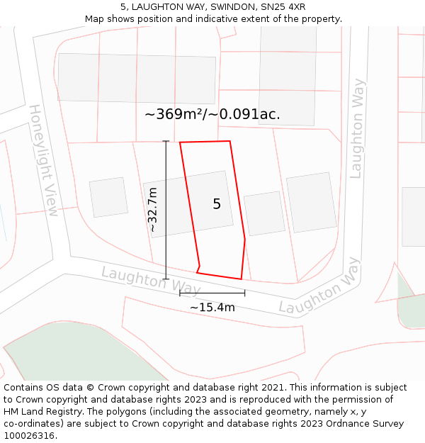 5, LAUGHTON WAY, SWINDON, SN25 4XR: Plot and title map