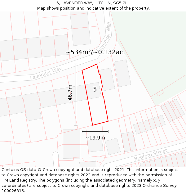 5, LAVENDER WAY, HITCHIN, SG5 2LU: Plot and title map