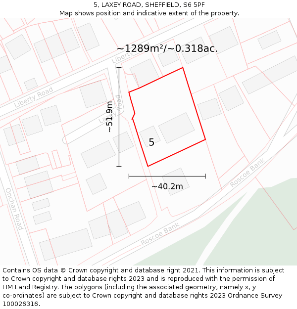 5, LAXEY ROAD, SHEFFIELD, S6 5PF: Plot and title map