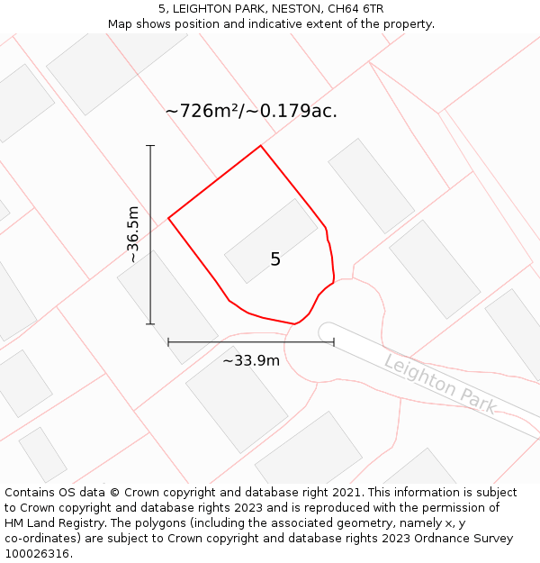 5, LEIGHTON PARK, NESTON, CH64 6TR: Plot and title map