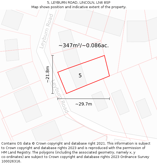 5, LEYBURN ROAD, LINCOLN, LN6 8SP: Plot and title map