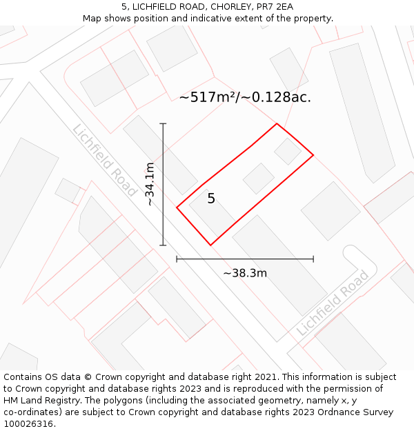 5, LICHFIELD ROAD, CHORLEY, PR7 2EA: Plot and title map