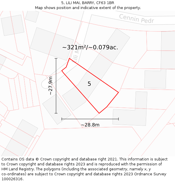 5, LILI MAI, BARRY, CF63 1BR: Plot and title map