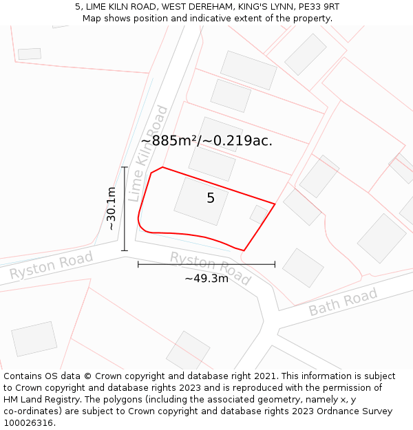 5, LIME KILN ROAD, WEST DEREHAM, KING'S LYNN, PE33 9RT: Plot and title map