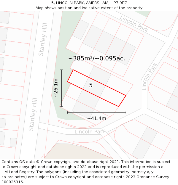 5, LINCOLN PARK, AMERSHAM, HP7 9EZ: Plot and title map