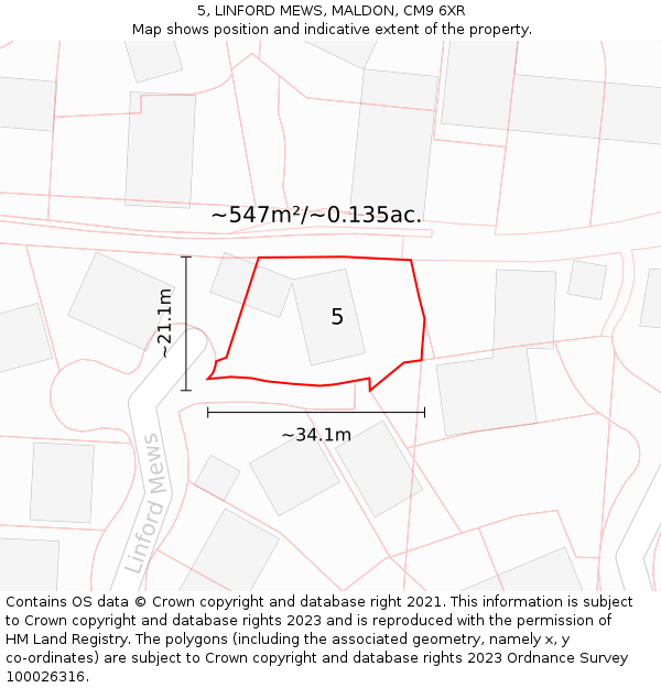 5, LINFORD MEWS, MALDON, CM9 6XR: Plot and title map