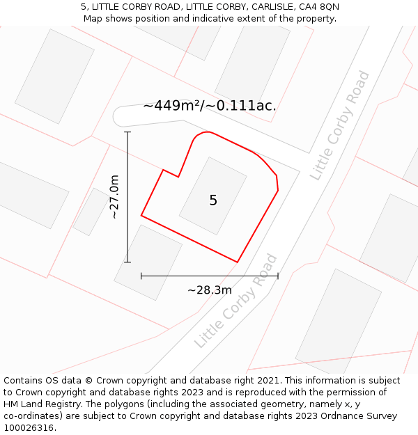 5, LITTLE CORBY ROAD, LITTLE CORBY, CARLISLE, CA4 8QN: Plot and title map