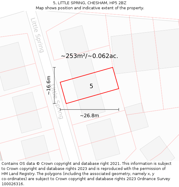 5, LITTLE SPRING, CHESHAM, HP5 2BZ: Plot and title map