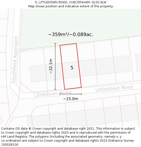 5, LITTLEDOWN ROAD, CHELTENHAM, GL53 9LW: Plot and title map