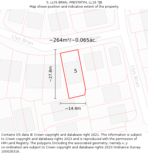 5, LLYS BRAN, PRESTATYN, LL19 7JB: Plot and title map