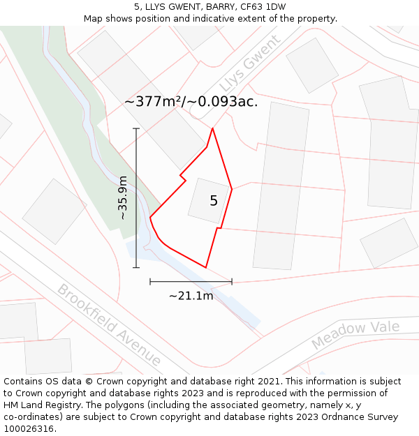 5, LLYS GWENT, BARRY, CF63 1DW: Plot and title map