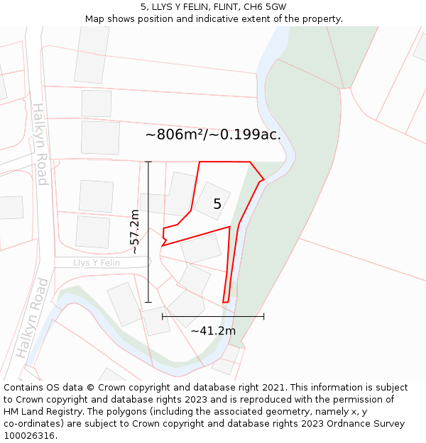 5, LLYS Y FELIN, FLINT, CH6 5GW: Plot and title map