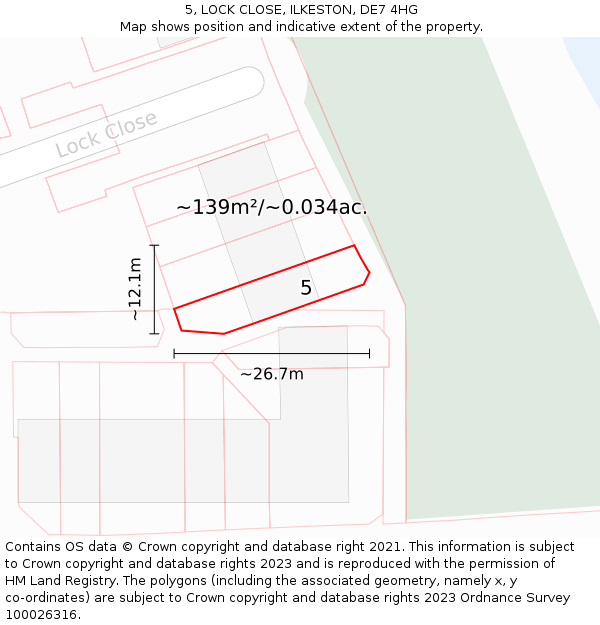 5, LOCK CLOSE, ILKESTON, DE7 4HG: Plot and title map