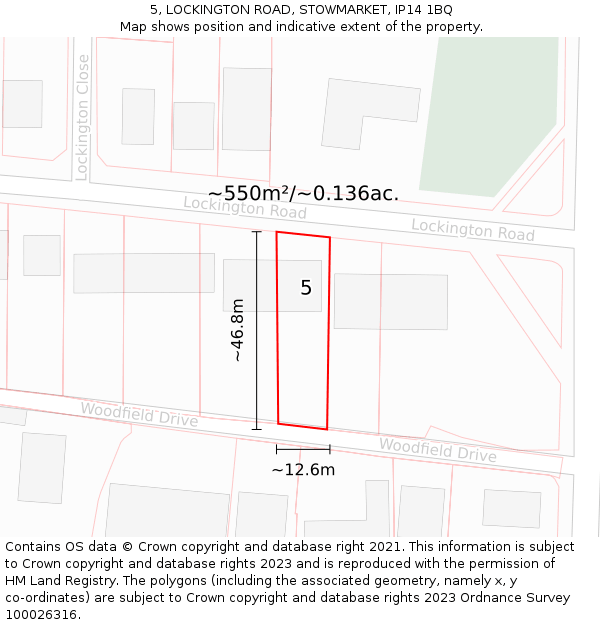 5, LOCKINGTON ROAD, STOWMARKET, IP14 1BQ: Plot and title map