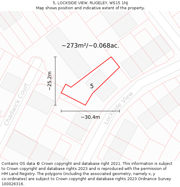 5, LOCKSIDE VIEW, RUGELEY, WS15 1NJ: Plot and title map