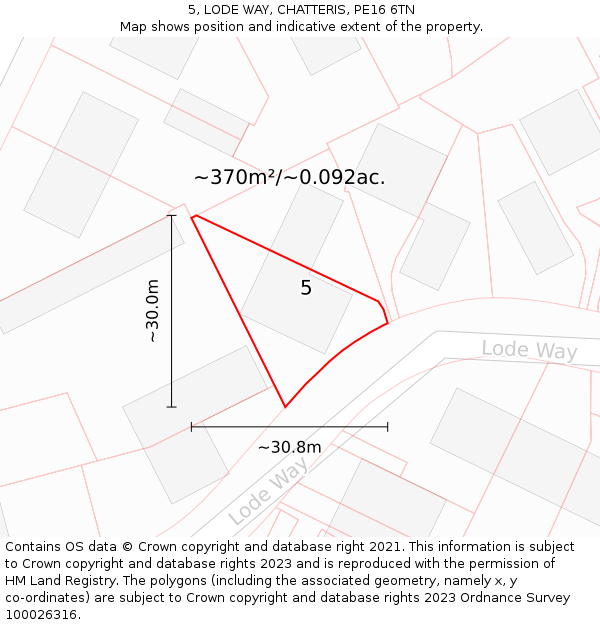 5, LODE WAY, CHATTERIS, PE16 6TN: Plot and title map