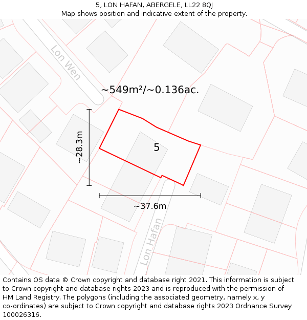 5, LON HAFAN, ABERGELE, LL22 8QJ: Plot and title map