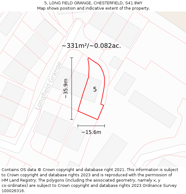 5, LONG FIELD GRANGE, CHESTERFIELD, S41 8WY: Plot and title map