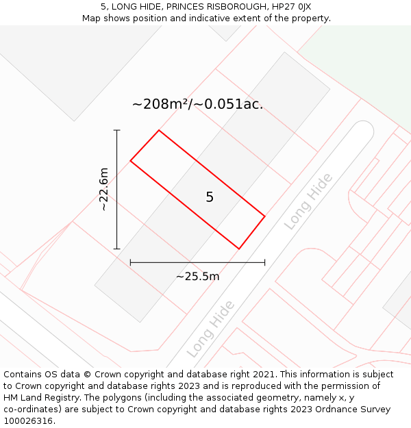 5, LONG HIDE, PRINCES RISBOROUGH, HP27 0JX: Plot and title map