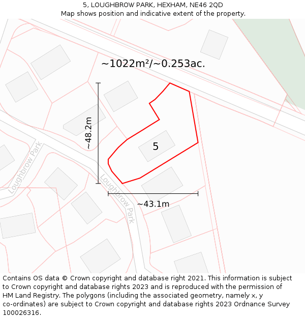 5, LOUGHBROW PARK, HEXHAM, NE46 2QD: Plot and title map