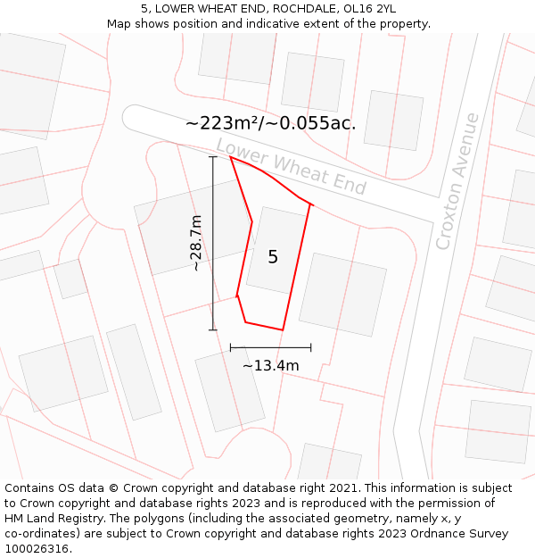 5, LOWER WHEAT END, ROCHDALE, OL16 2YL: Plot and title map