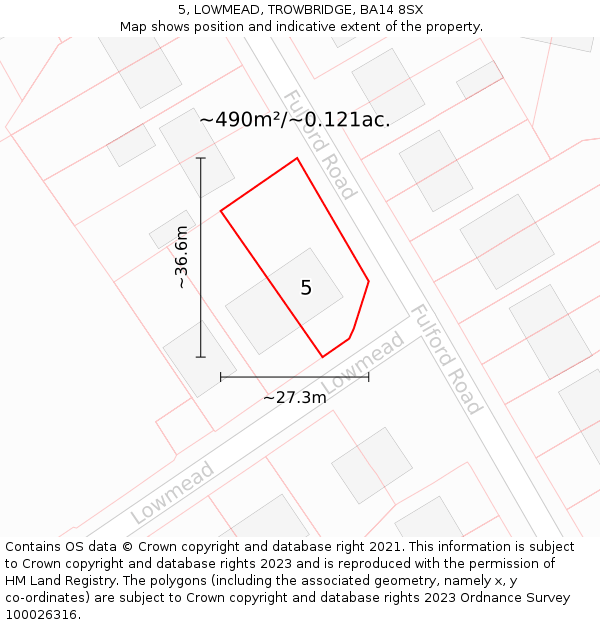 5, LOWMEAD, TROWBRIDGE, BA14 8SX: Plot and title map