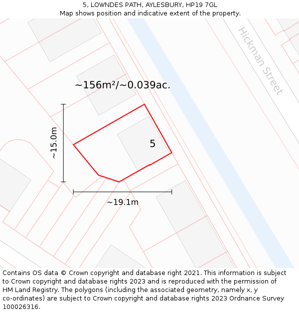 5, LOWNDES PATH, AYLESBURY, HP19 7GL: Plot and title map