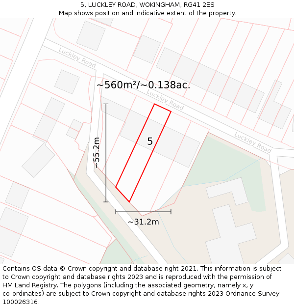 5, LUCKLEY ROAD, WOKINGHAM, RG41 2ES: Plot and title map